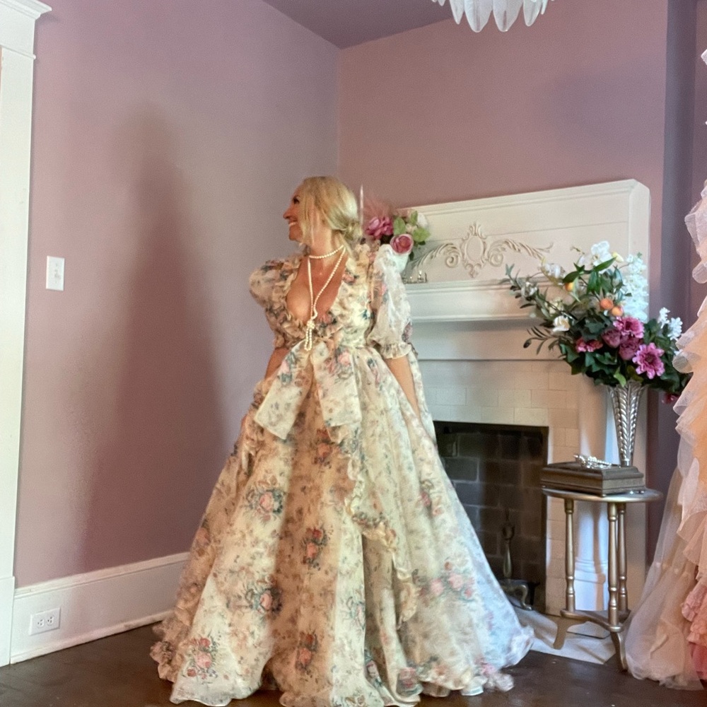Selkie Floral Maxi Dress with Puff Sleeves